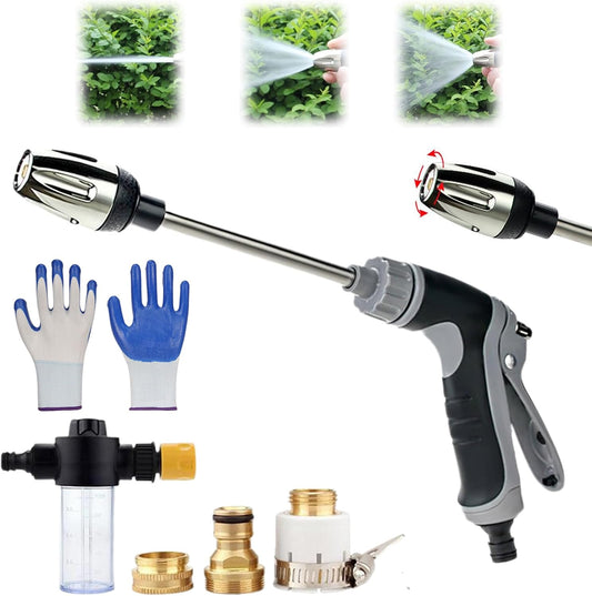 Waterblitz Pressure Washer, Water Blitz Hose Attachment, High Pressure Hose Nozzle, with 360° Rotating for Three Spray Modes, Fits Standard Garden Hose (B: Metal Interface)